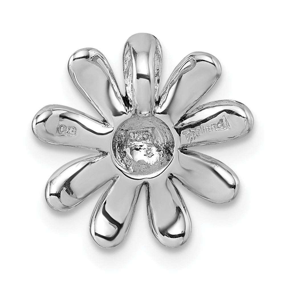 Sterling Silver Rhodium-plated Antiqued Sunflower Chain Slide Pendant QG7231P