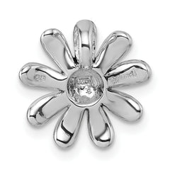 Sterling Silver Rhodium-plated Antiqued Sunflower Chain Slide Pendant QG7231P
