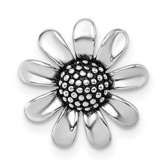 Sterling Silver Rhodium-plated Antiqued Sunflower Chain Slide Pendant QG7231P