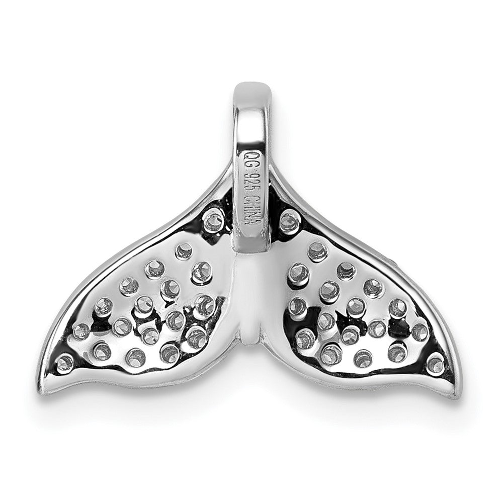 Sterling Silver Rhodium-plated CZ Whale Tail Pendant QG7240P