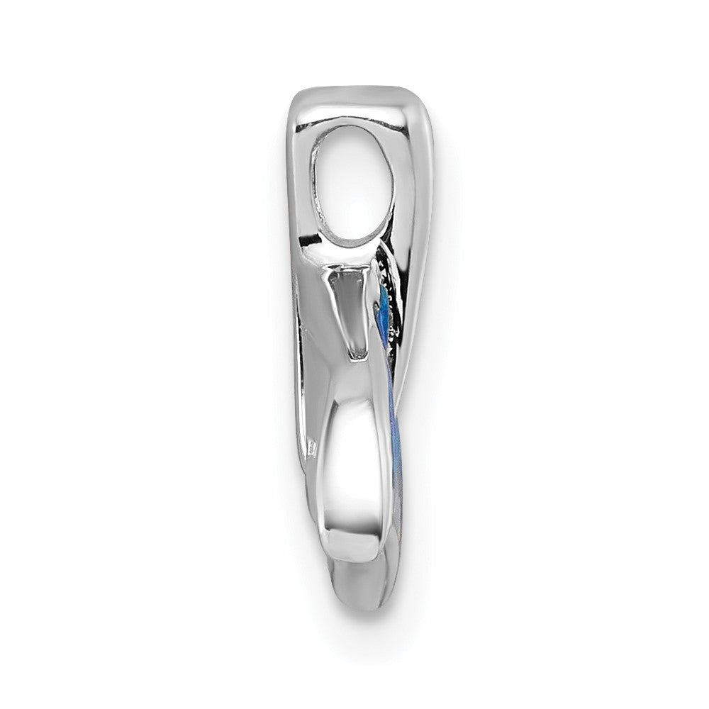 Sterling Silver Rhodium-plated Polished Lab Created Opal Whale Tail Chain Slide Pendant QG7241P