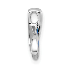 Sterling Silver Rhodium-plated Polished Lab Created Opal Whale Tail Chain Slide Pendant QG7241P