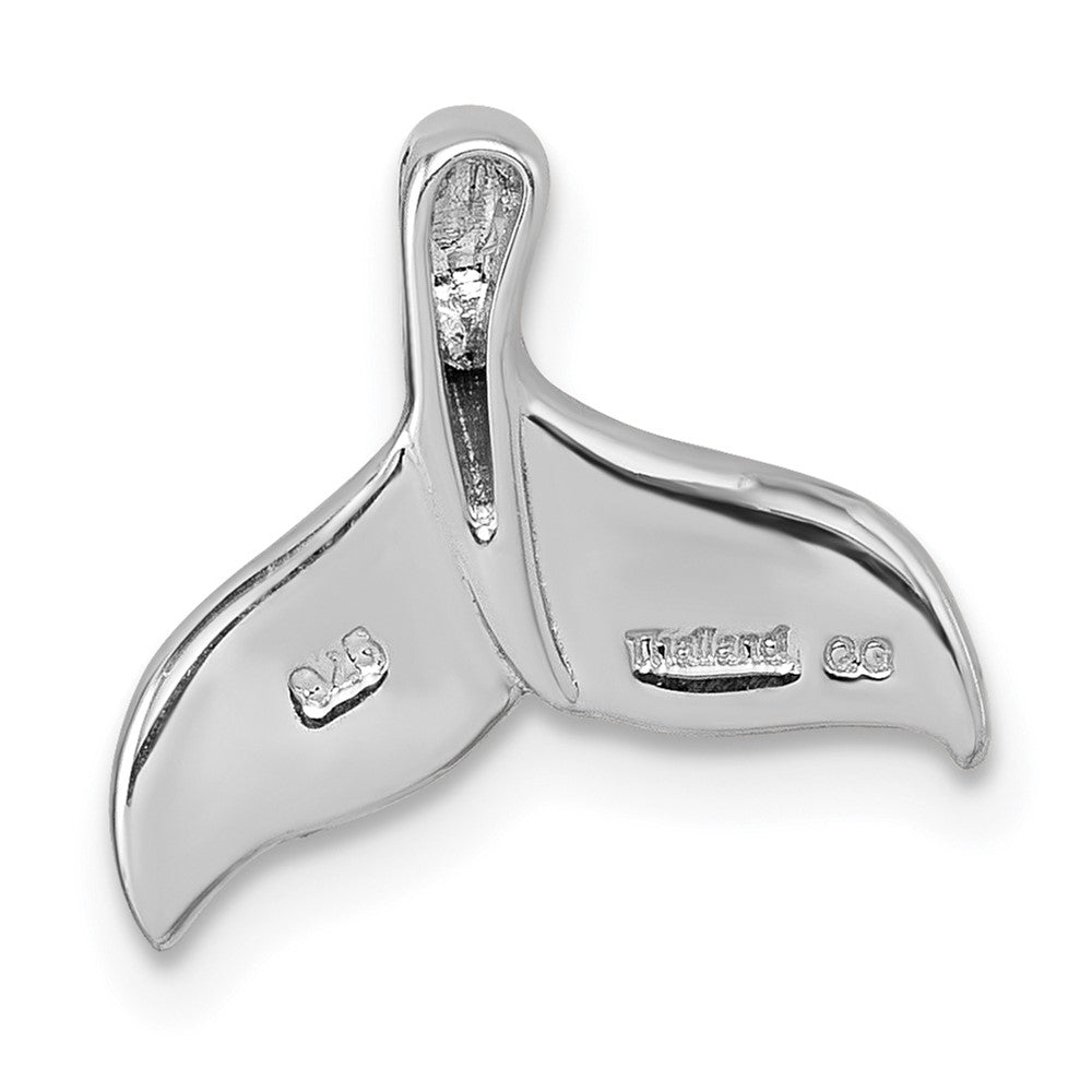 Sterling Silver Rhodium-plated Polished Lab Created Opal Whale Tail Chain Slide Pendant QG7241P