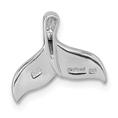 Sterling Silver Rhodium-plated Polished Lab Created Opal Whale Tail Chain Slide Pendant QG7241P