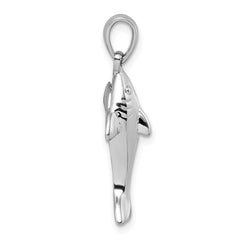 Sterling Silver Rhodium-plated Polished Shark Pendant QG7242P