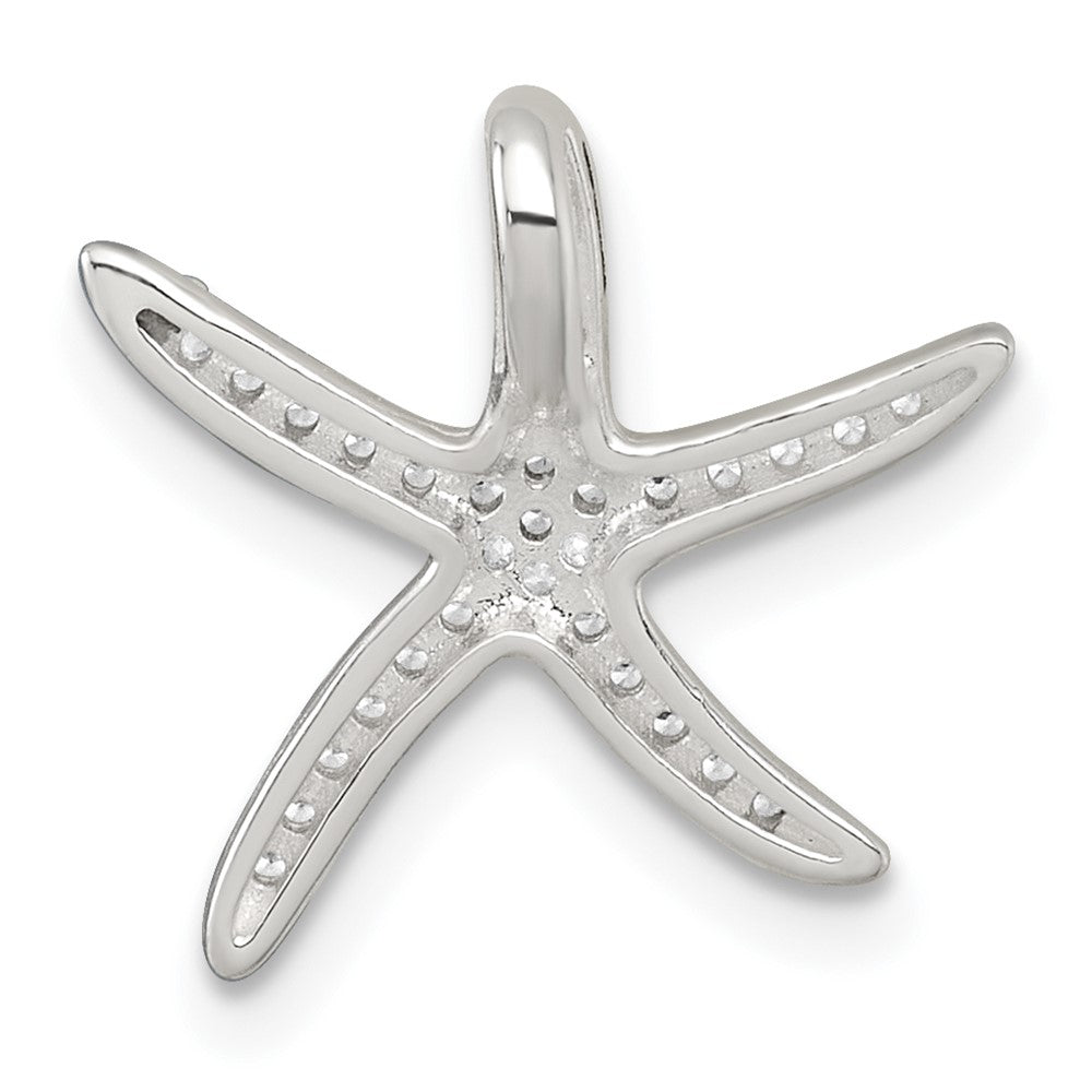 Sterling Silver Polished CZ Starfish Chain Slide Pendant QG7243P