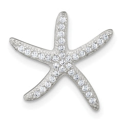 Sterling Silver Polished CZ Starfish Chain Slide Pendant QG7243P