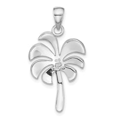Sterling Silver Rhodium-plated Polished Mother of Pearl Palm Tree Pendant QG7244P