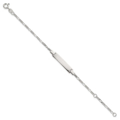 Sterling Silver Polished Figaro Link Childrens 5.5 inch with 1 inch Extension ID Bracelet QG7246-5.5