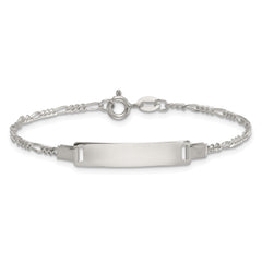 Sterling Silver Polished Figaro Link Childrens 5.5 inch with 1 inch Extension ID Bracelet QG7246-5.5