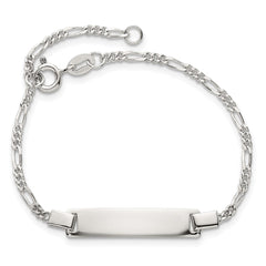Sterling Silver Polished Figaro Link Childrens 5.5 inch with 1 inch Extension ID Bracelet QG7246-5.5
