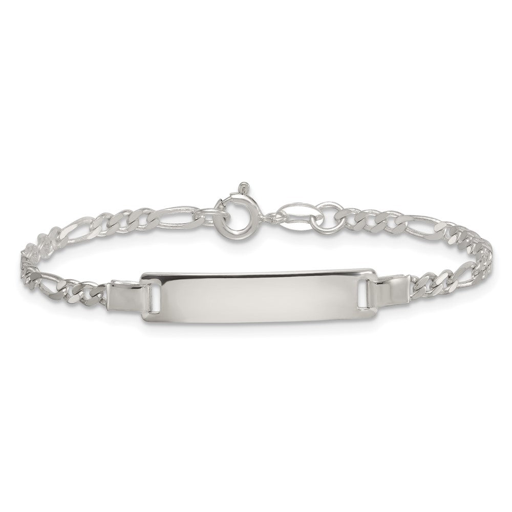Sterling Silver Polished Figaro Link Childrens 6 Inch ID Bracelet QG7249-6