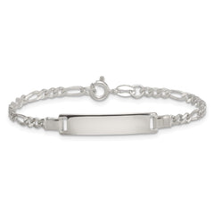 Sterling Silver Polished Figaro Link Childrens 6 Inch ID Bracelet QG7249-6
