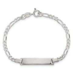 Sterling Silver Polished Figaro Link Childrens 6 Inch ID Bracelet QG7249-6