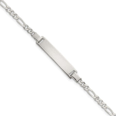 Sterling Silver Polished Figaro Link Childrens 6 Inch ID Bracelet QG7249-6