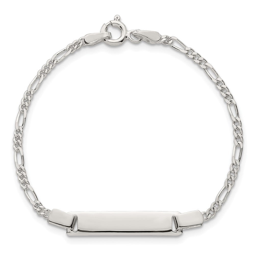 Sterling Silver Polished Figaro Link Childrens 6 Inch ID Bracelet QG7250-6