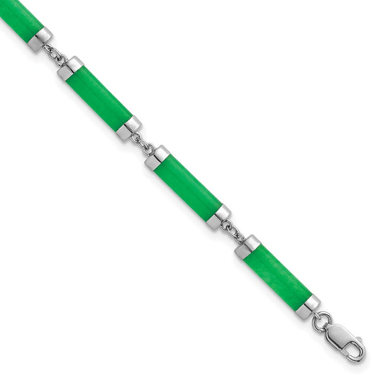 Sterling Silver Rhodium-plated Polished Jade Bars 8 Inch Bracelet QG7285-8