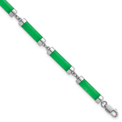 Sterling Silver Rhodium-plated Polished Jade Bars 8 Inch Bracelet QG7285-8