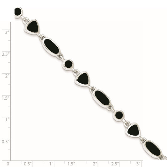 Sterling Silver Rhodium-plated Onyx Bracelet QG912-8