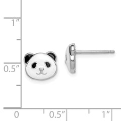 QGK116 Sterling Silver Madi K Rhodium-plated Polished Black & White Enameled Panda Children's Post Earrings