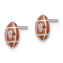 QGK150 Sterling Silver Madi K Rhodium-plated Polished Brown Enameled Football Children's Post Earrings