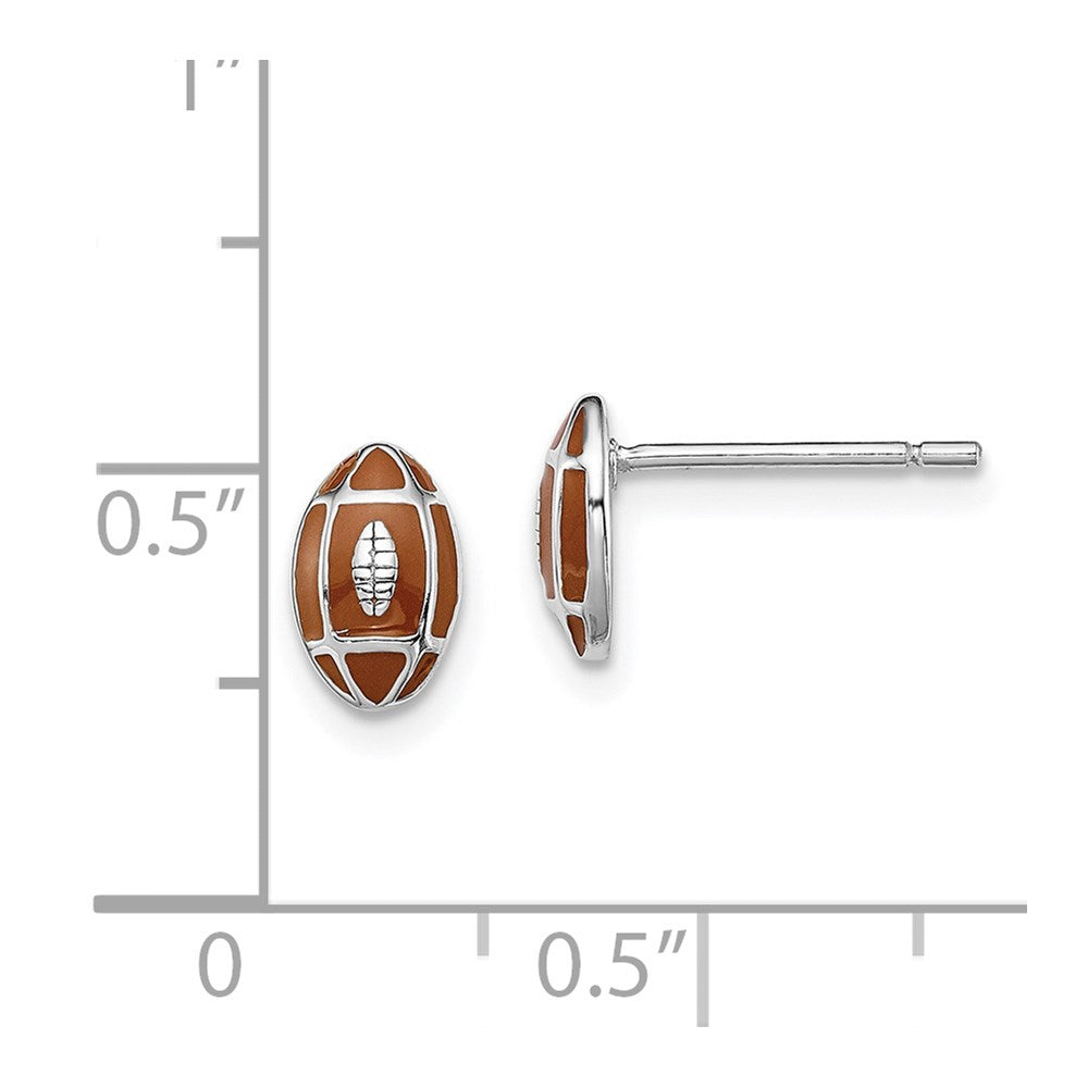QGK150 Sterling Silver Madi K Rhodium-plated Polished Brown Enameled Football Children's Post Earrings