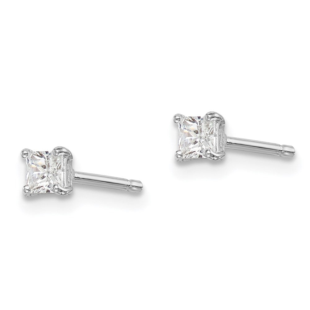 QGK163 Sterling Silver Madi K Rhodium-plated Polished 3mm Square CZ Children's Stud Earrings