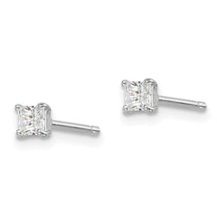 QGK163 Sterling Silver Madi K Rhodium-plated Polished 3mm Square CZ Children's Stud Earrings