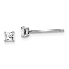 QGK163 Sterling Silver Madi K Rhodium-plated Polished 3mm Square CZ Children's Stud Earrings