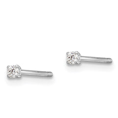QGK164 Sterling Silver Madi K Rhodium-plated 2mm Round CZ Children's Stud Earrings