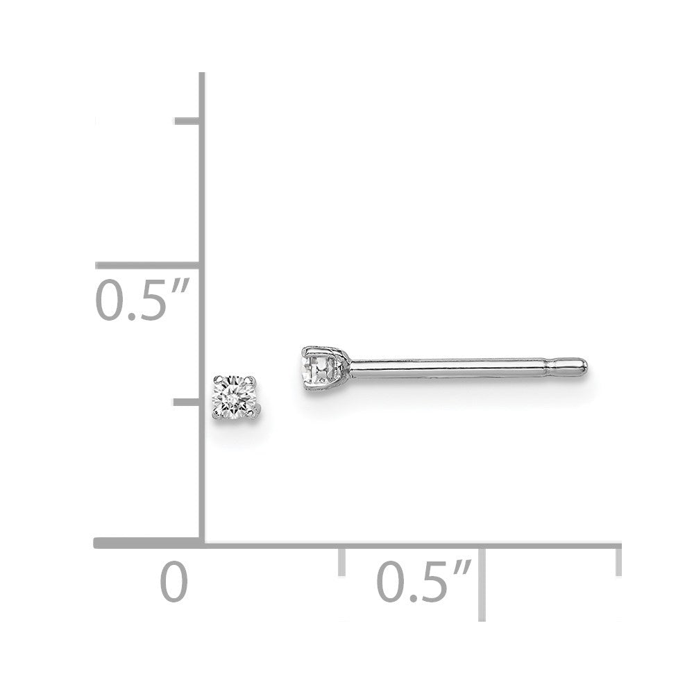 QGK164 Sterling Silver Madi K Rhodium-plated 2mm Round CZ Children's Stud Earrings