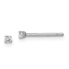 QGK164 Sterling Silver Madi K Rhodium-plated 2mm Round CZ Children's Stud Earrings