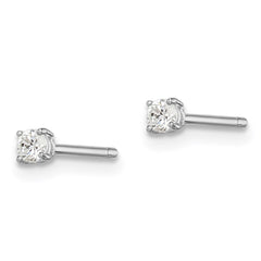 QGK165 Sterling Silver Madi K Rhodium-plated 2.5mm Round CZ Children's Stud Earrings