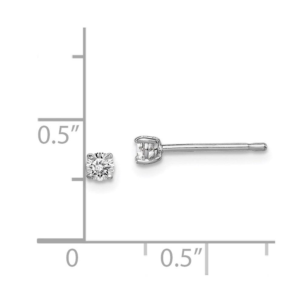 QGK166 Sterling Silver Madi K Rhodium-plated 3mm Round CZ Children's Stud Earrings