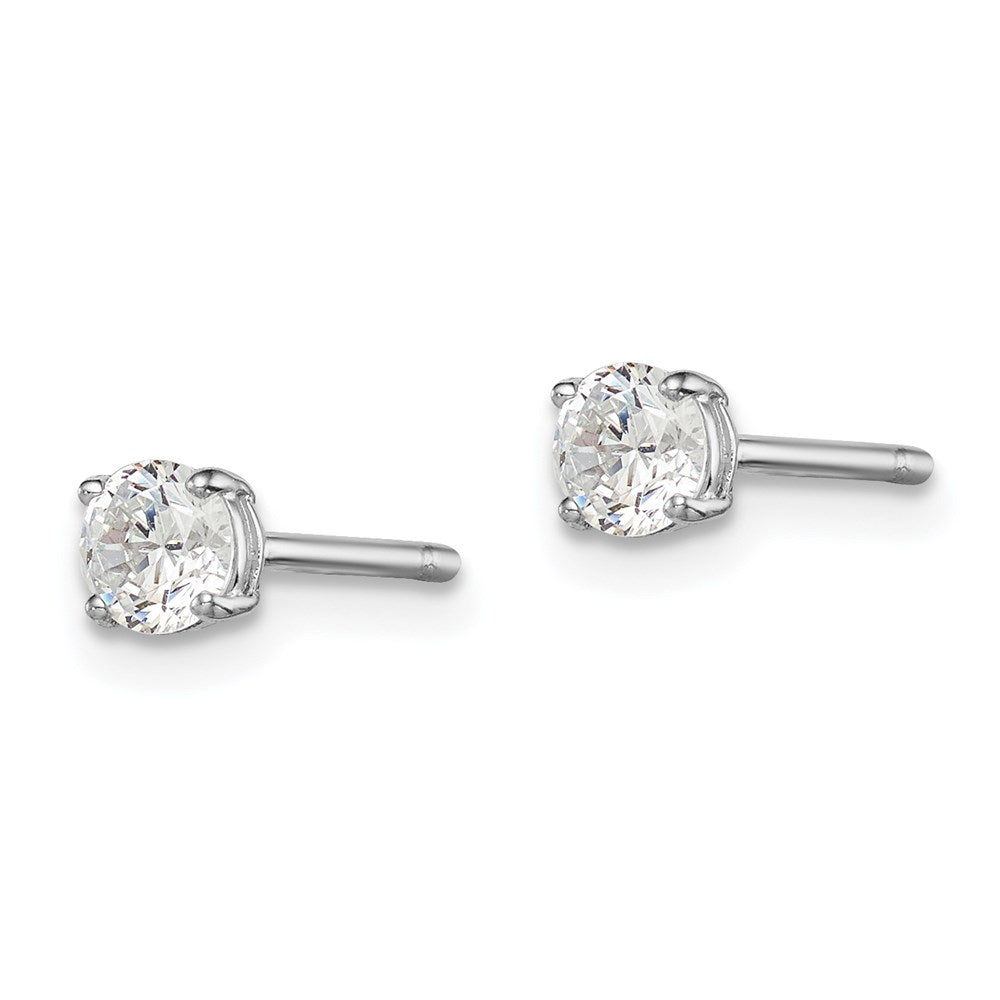 QGK167 Sterling Silver Madi K Rhodium-plated 4mm Round CZ Children's Stud Earrings