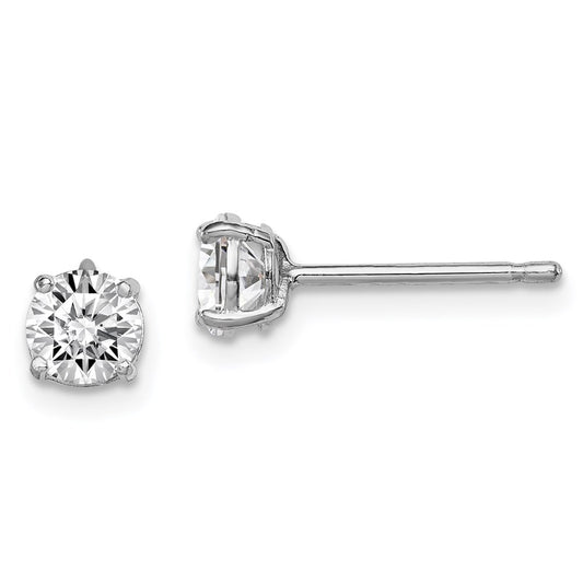 QGK168 Sterling Silver Madi K Rhodium-plated 5mm Round CZ Children's Stud Earrings