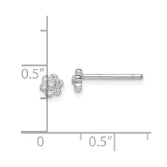QGK177 Sterling Silver Madi K RH-plated CZ Flower Children's Post Earrings
