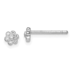 QGK177 Sterling Silver Madi K RH-plated CZ Flower Children's Post Earrings