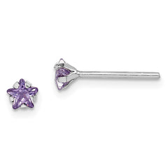 QGK182 Sterling Silver Madi K RH-plated Purple CZ Star Children's Stud Earrings