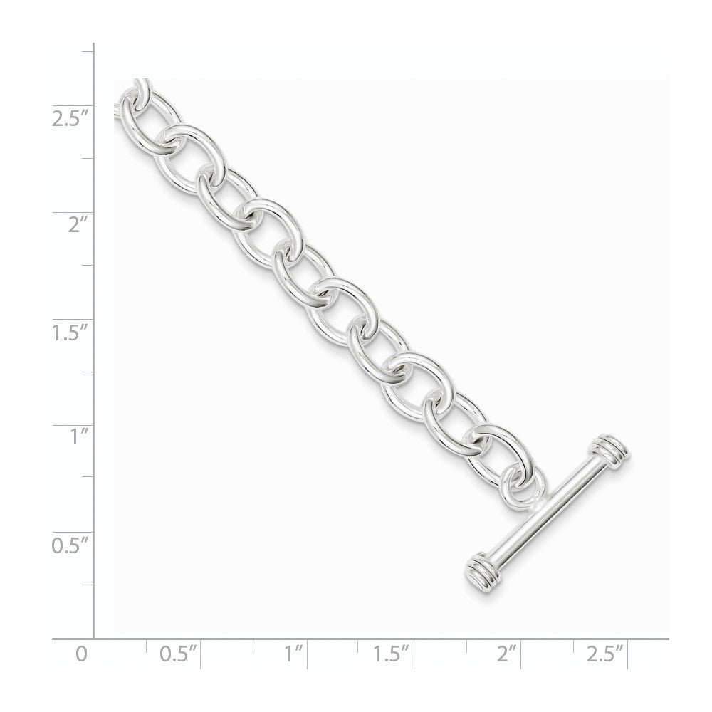 Sterling Silver 7.75inch Polished Fancy Link Toggle Bracelet QH130-7.75