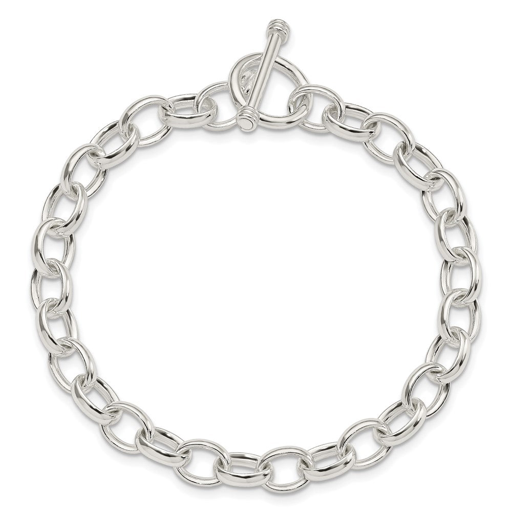 Sterling Silver 7.75inch Polished Fancy Link Toggle Bracelet QH130-7.75
