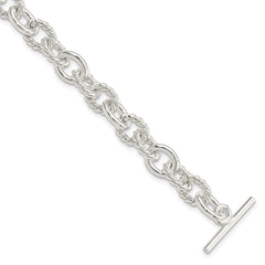 Sterling Silver 7.75inch Polished Fancy Link Toggle Bracelet QH147-7.75