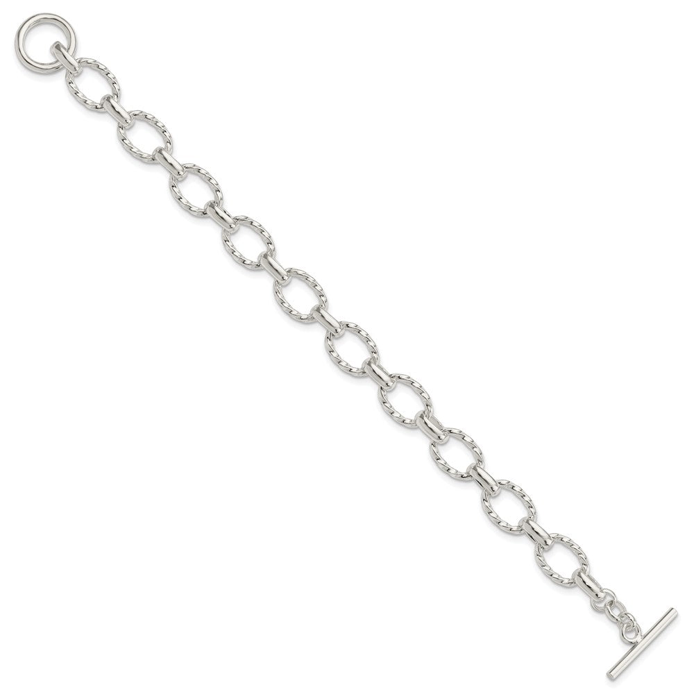 Sterling Silver 8.75inch Polished Fancy Link Toggle Bracelet QH155-8.75