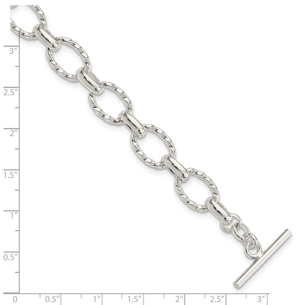 Sterling Silver 8.75inch Polished Fancy Link Toggle Bracelet QH155-8.75