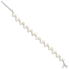 Sterling Silver FW Cultured Button Pearl 7.5in Bracelet QH1858-7.5