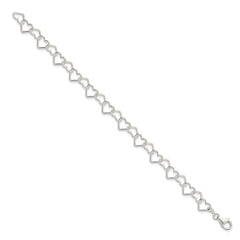 Sterling Silver 7.5inch Polished Fancy Heart Link Bracelet QH278-7.5