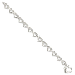Sterling Silver 7.5inch Polished Fancy Heart Link Bracelet QH287-7.5