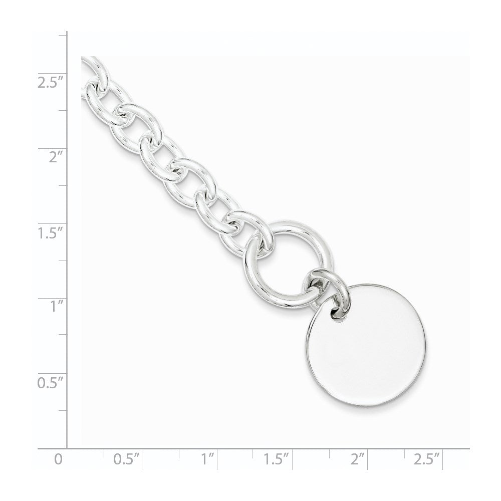 Sterling Silver Engraveable Circular Disc on Fancy Link Bracelet QH303-7.5