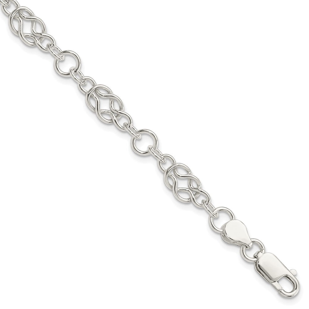 Sterling Silver 7.5inch Polished Fancy Knot-Link Bracelet QH332-7.5