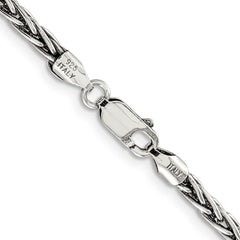Sterling Silver Antiqued 3.25mm Solid Square Spiga ChainQH369